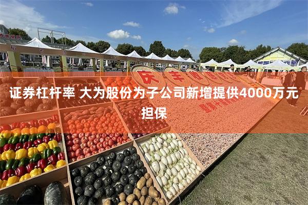 证券杠杆率 大为股份为子公司新增提供4000万元担保