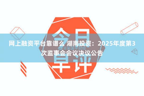 网上融资平台靠谱么 湖南投资：2025年度第3次监事会会议决议公告