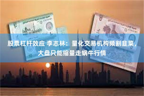 股票杠杆效应 李志林：量化交易机构频割韭菜，大盘只能缩量走蜗牛行情