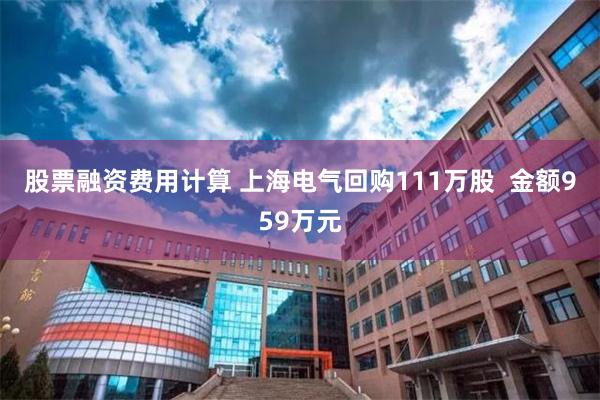股票融资费用计算 上海电气回购111万股  金额959万元