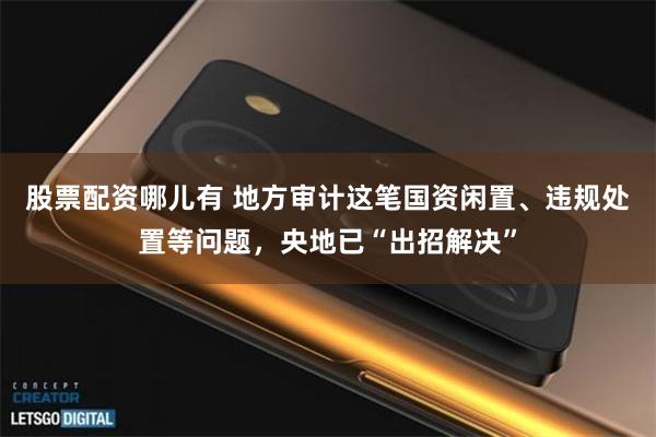 股票配资哪儿有 地方审计这笔国资闲置、违规处置等问题，央地已“出招解决”